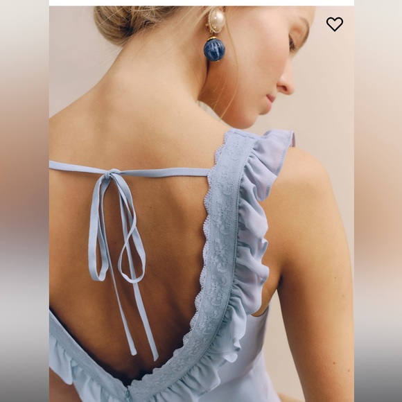 Reformation Sky Blue Ruffle Midi Dress - Picture 7 of 7